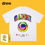Drew T Shirts Graffiti Smiley Face Short Sleeve Loose Men