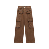 Men Jeans Straight Wide Leg Cargo Pants Jeans