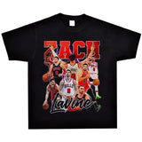 Basket Ball Star T Shirt Basketball Zach LaVine Washed Distressed Printed Cotton T-shirt Short Sleeve