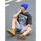 Basket Ball Star T Shirt Basketball Washed Distressed Dwyane Tyrone Wade Short Sleeve Printed T-shirt