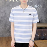 Mariner Shirt Summer Contrast Color Striped T-shirt Men's Short Sleeve Fashion Casual All-Matching Navy-Striped Shirt