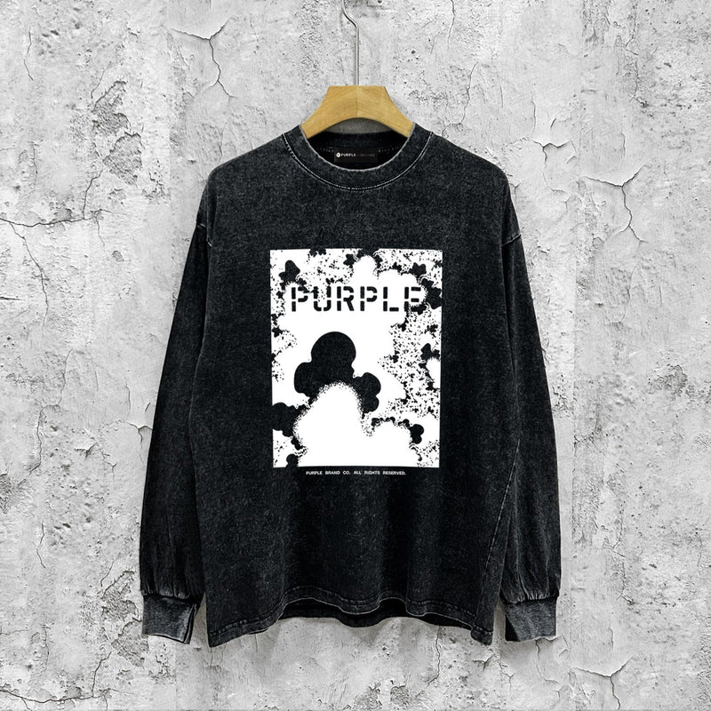 Purple Brand Distressed Long Sleeve Shirt Fashion Distressed Loose Long-sleeved Top