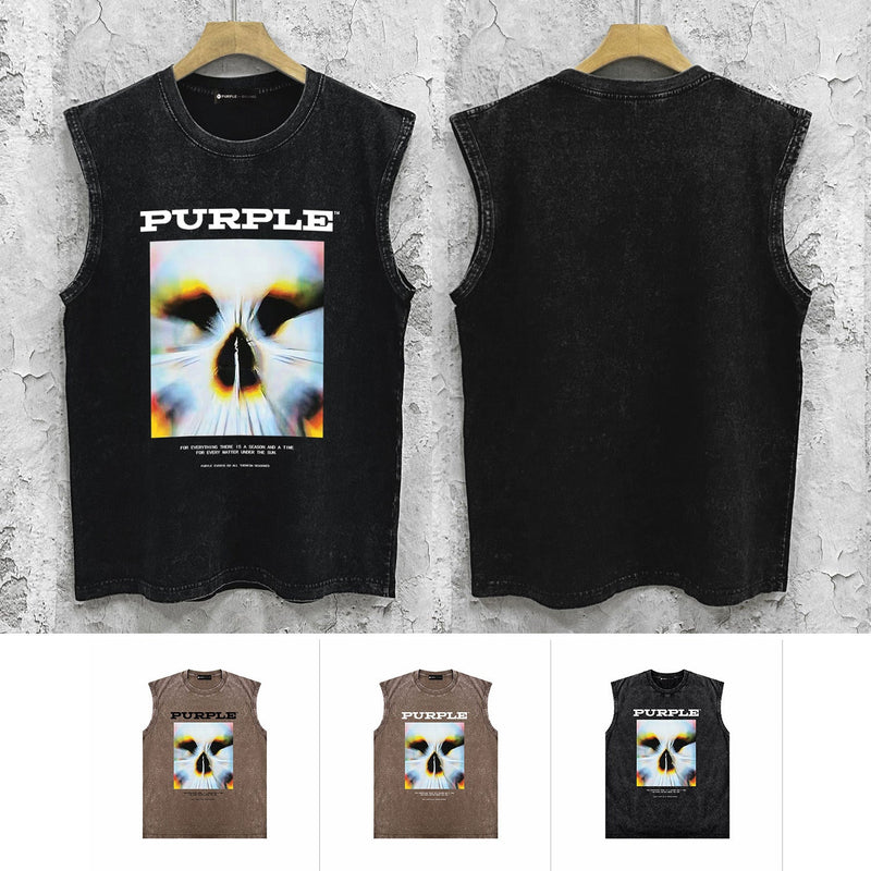 Purple Brand Distressed Tank T Shirts Distressed Sleeveless T-shirt Vest