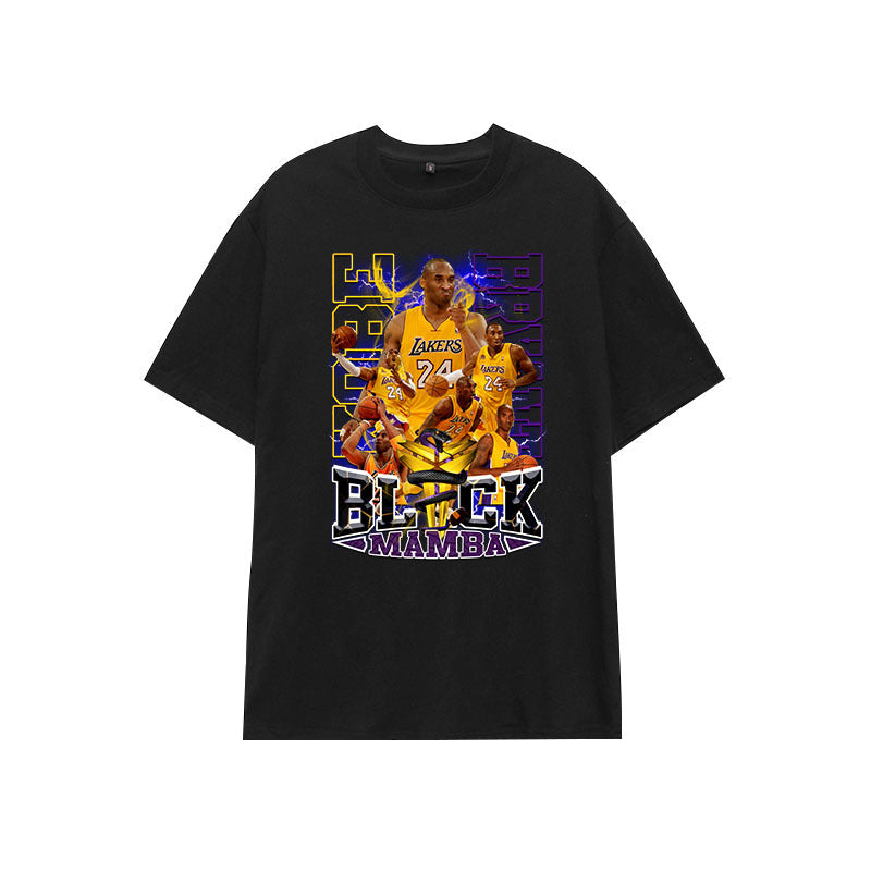 Basketball Sports T Shirt Pure Cotton Loose Short Sleeve T-Shirt Men'S Lakers Kobe Basketball Sports Half Sleeve Clothes