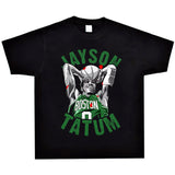Basket Ball Star T Shirt Jayson Tatum Washed Distressed Printed T-Shirt Loose Retro Short Sleeve