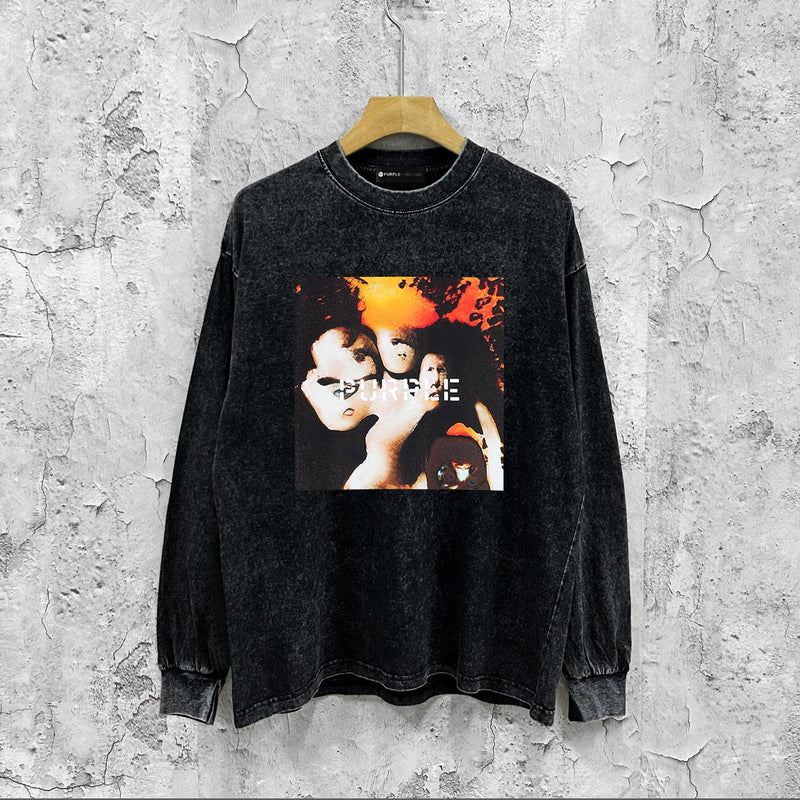 Purple Brand Distressed Long Sleeve Shirt Fashion Distressed Loose Long-sleeved Top