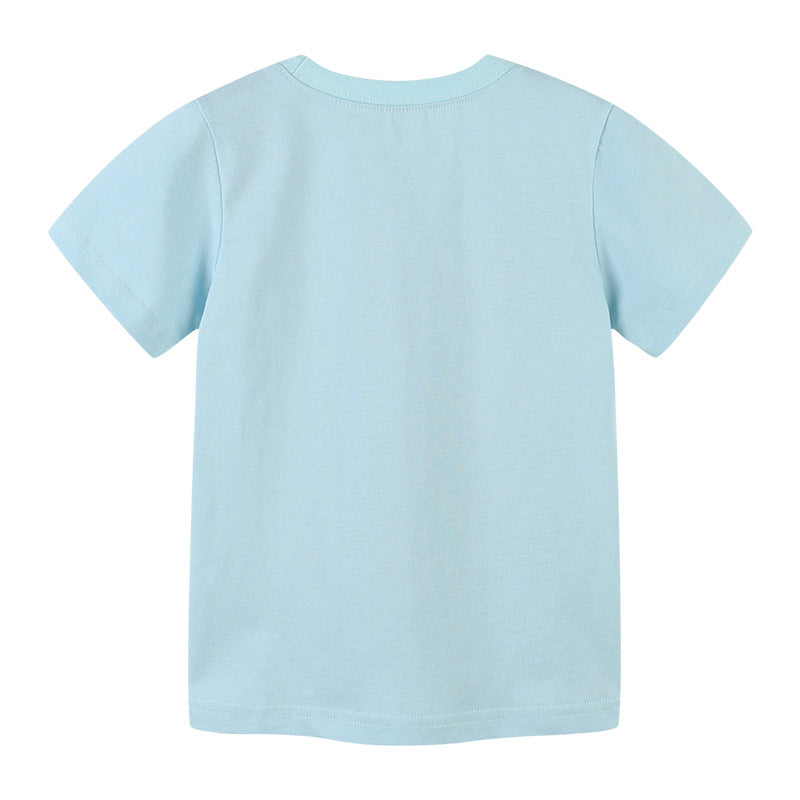 Boy T Shirt Short Sleeve T-shirt Summer Children's round Neck Cartoon Print
