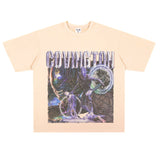 Film Star T Shirt Cotton Short Sleeve Loose Retro Design round Neck Heavy T-shirt Men