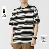 Mariner Shirt Summer Striped Short-Sleeved Shirt Versatile Simple Retro Boys round Neck T-shirt