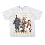 Film Star T Shirt Loose Heavy Weight Retro Street Cotton T-shirt American Men and Women