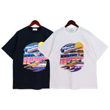 Rhude T Shirt Vintage Yacht Color Alphabet Print Short Sleeve T-Shirt