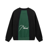 Rhude Hoodie Splicing Embroidered Crew Neck Sweater for Men and Women