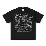 Vintage T-shirts High Street Short Sleeve T-Shirt Cotton Washed Old Long Sleeve