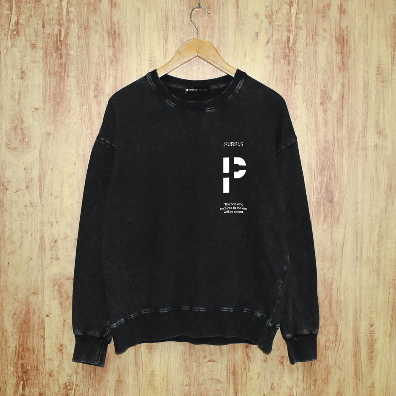 Purple Brand Distressed Sweatshirt Retro Vintage Crew Neck Sweater