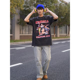 Basket Ball Star T Shirt Starting Five Retro Washed Distressed T-shirt Short Sleeve Loose Men and Women