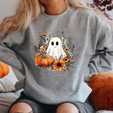 Fashion Halloween Ghost Pumpkin Print Round Neck