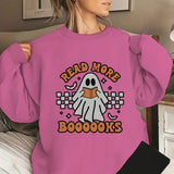 Halloween Ghost Print Crew Neck Sweatshirts Casual Long