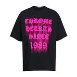 CHH Chrome Heart T Shirts Logo Letter Print Crew Neck T-Shirt Loose Short Sleeves