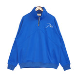 Rhude Hoodie Stand Collar Zipper Embroidery Stitching Sweater for Men and Women Autumn and Winter