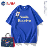Nasa T Shirt Short Sleeve T-Shirt Men'S And Women'S Loose Half Sleeve Round Neck Summer