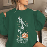 Halloween Skeleton & Pumpkin Print Sweatshirts Casual Long