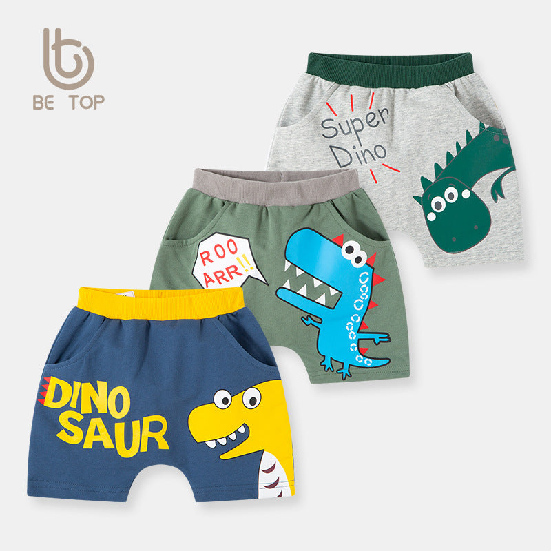 Boy Shorts Summer Children's Shorts Cartoon Dinosaur Bottom-Enlarged Pants Boys Baby Harem Pants Tide