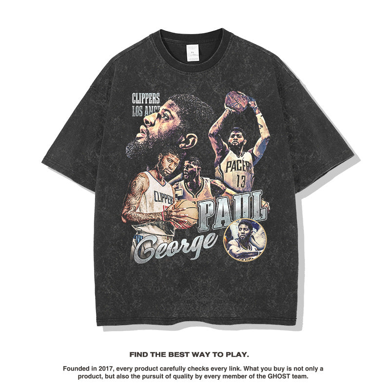 Nba T Shirt Printed Pattern Short Sleeve T-shirt Street Basketball