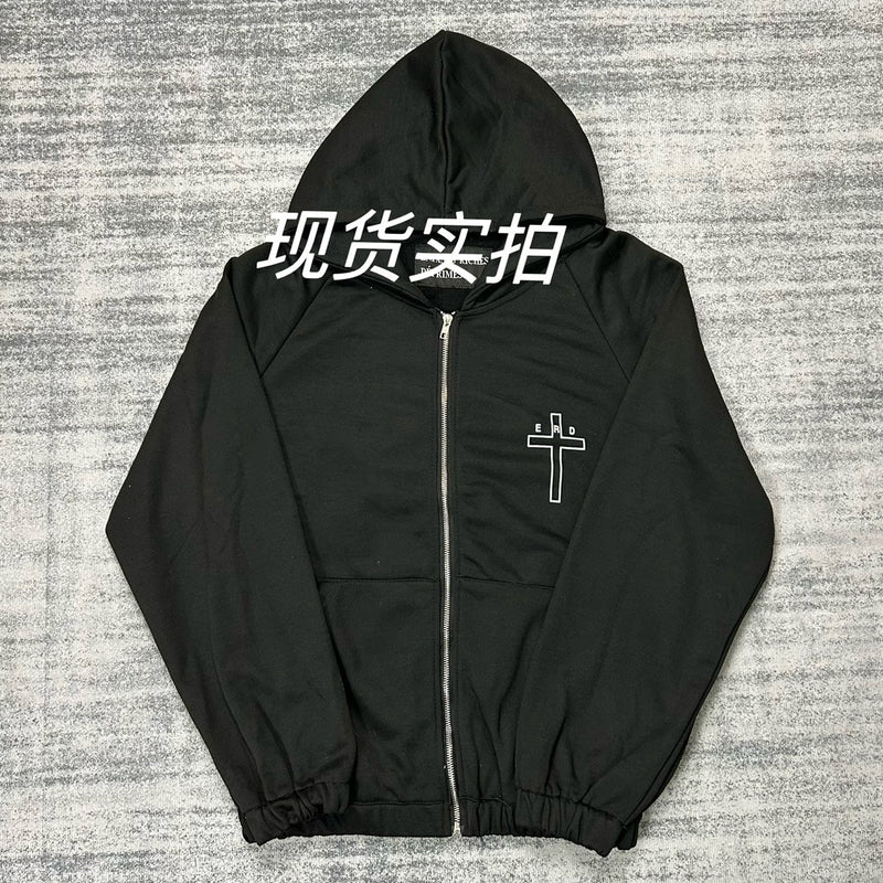 ERD Hoodie Zipper Sweater Loose-Fitting Hoodie Cotton