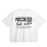 T-shirt racing print short-sleeved loose crew neck t-shirt