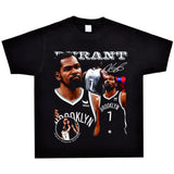 Basket Ball Star T Shirt Basketball Kevin Durant Washed Distressed Printed T-Shirt Personalized Short Sleeve Pure Cotton