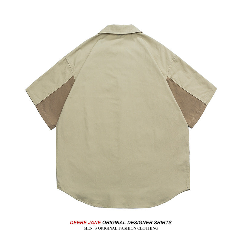 Men's Shirt Stitching Shirt Men's Summer Loose Street Short Sleeve Loose