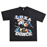 Basket Ball Star T Shirt Luka Donchevie Short Sleeve Printed Cotton T-shirt Retro Loose