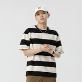 Mariner Shirt Women Haipeng Cloud Summer Trendy Casual Men's Loose round Neck Striped Short Sleeve