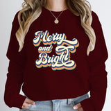 New Christmas Merry And Bright Print Pullovers Women Fashion