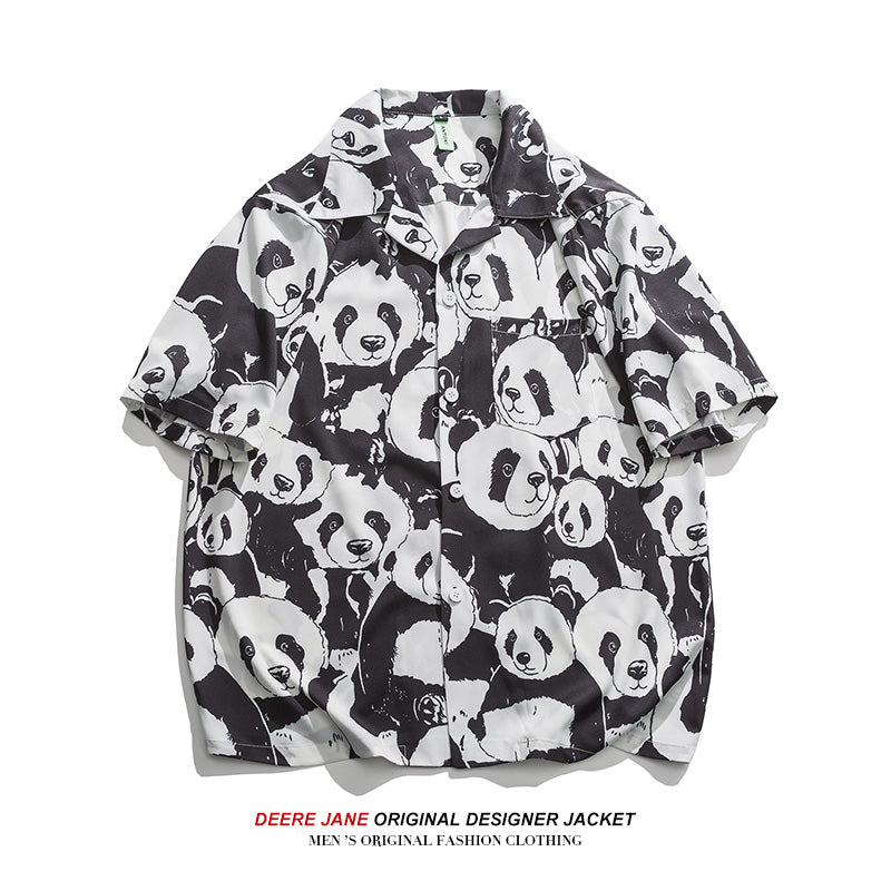 Men Shirts Summer Short Sleeve Printed Shirt Men's Loose Casual