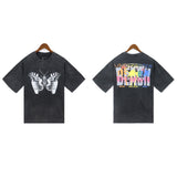 Who Decided War T Shirts Who Decided War Butterfly Washing Water Old Alphabet Print Short Sleeve T-Shirt