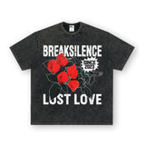 Vintage T-shirts Rose Print Men's and Women's Short Sleeve T-Shirts Loose