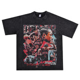 Basket Ball Star T Shirt Demar Derozan Short Sleeve Printed American T-shirt Retro Pure Cotton