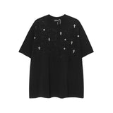 CHH Chrome Heart T Shirts CH Gypsy Hot Diamond Cross Crew Neck Short Sleeve T-Shirt