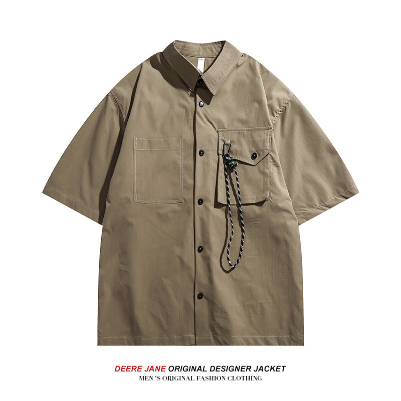 Men Shirts Summer Short Sleeve Workwear Shirt Men's Loose