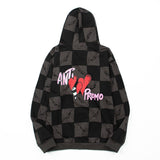 Checkered Heart Hooded Sweatshirt