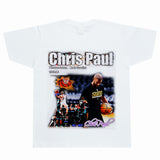 Basket Ball Star T Shirt Basketball Chris Pau Washed Distressed Printed Personalized T-Shirt Retro Short Sleeve