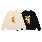 Rhude Hoodie Printed Cotton Terry Hip Hop Men and Women Casual round Neck Sweater