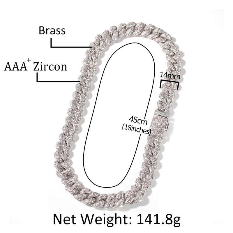 Chains Hip Hop 14mm Zircon Cuban Chain Necklace Spectrum St. Valentine's