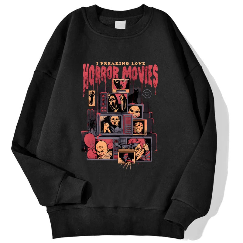 Fashion Womens Pullover I Freaking Love Horror Hoodies