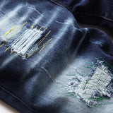 DSQ2 Short Jeans Ripped Patch Slim-fit Stretch Denim Shorts