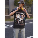 Film Star T Shirt Kelly Oubre Printed T-shirt Short Sleeve Loose Retro Pure Cotton Washed Distressed