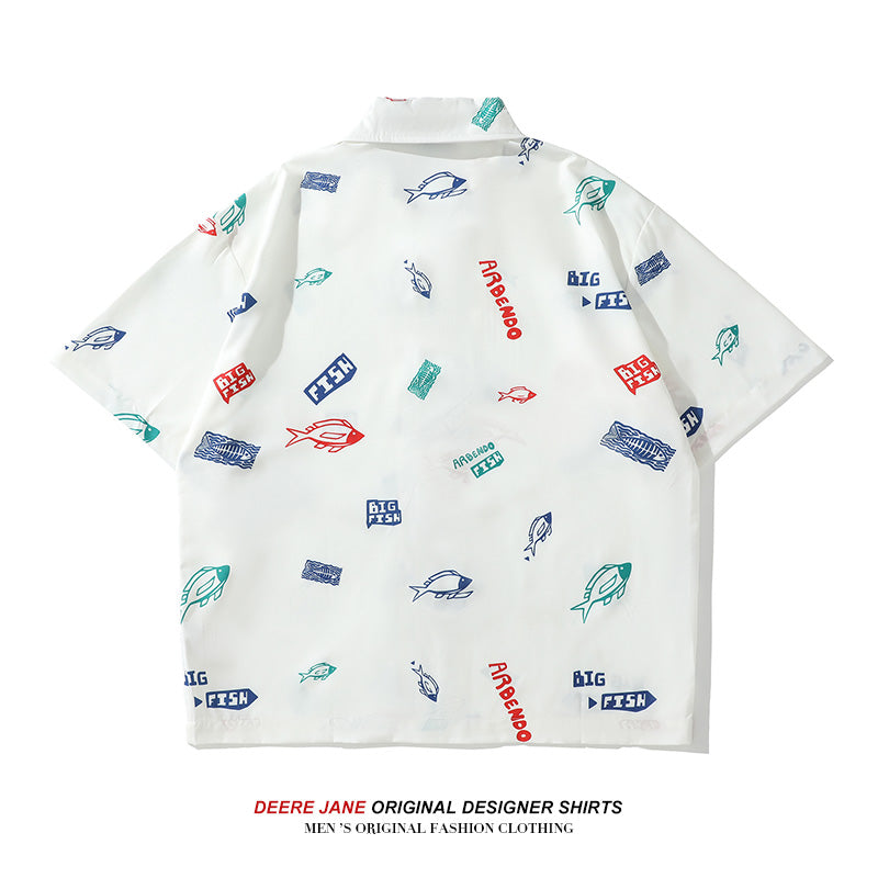 Men Shirts Summer Short Sleeve Printed Shirt Men's T-shirt Loose Casual Top