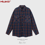 MIJKO Mens Jacket Plaid Lapel Plaid Jacket