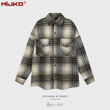 MIJKO Mens Jacket Retro Checked Shirt